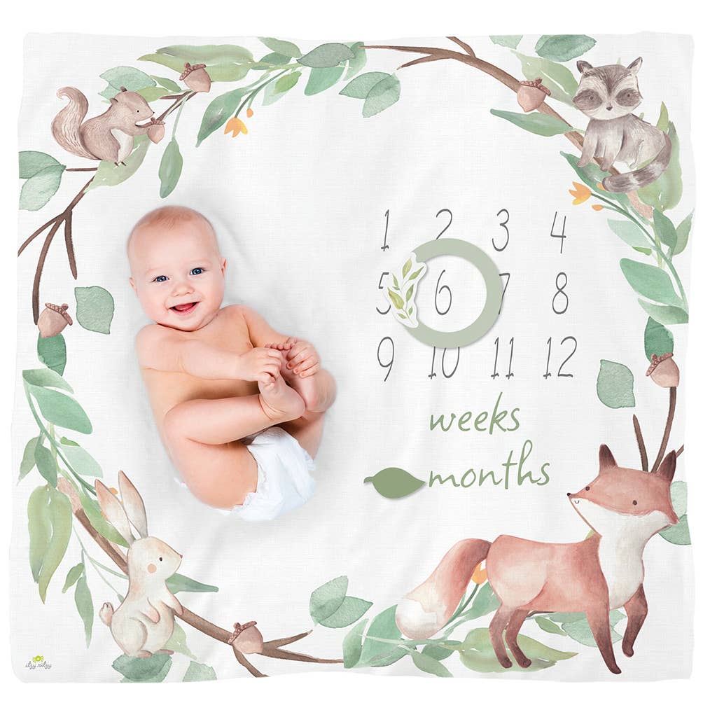 Itzy Ritzy - Cutie Captures™ Woodland Milestone Blanket