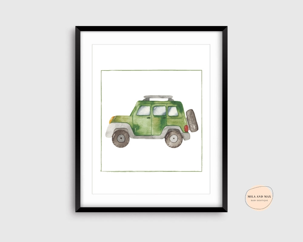 Green Jeep Digital Print