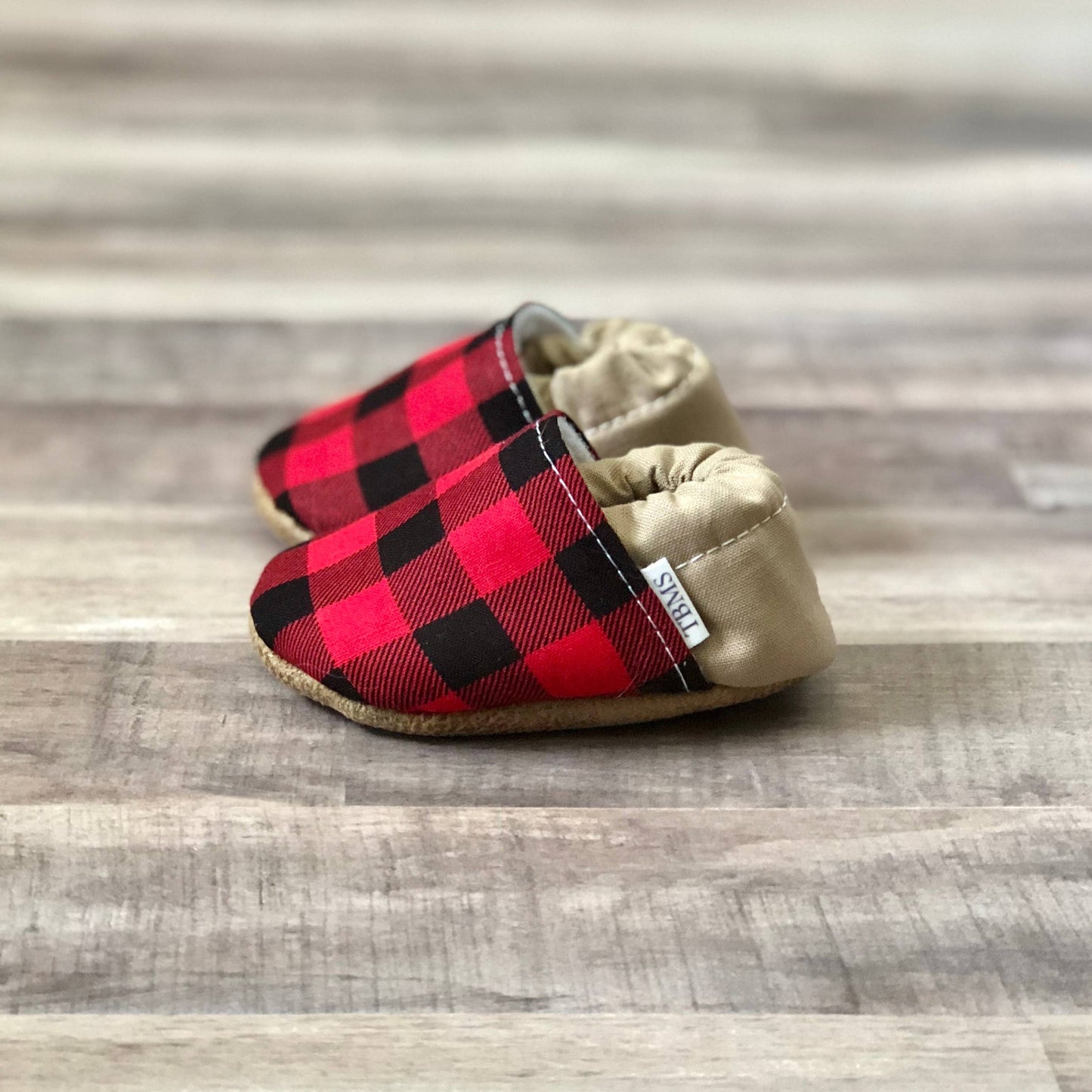 TBMS - Buffalo Plaid And Tan Moccasins