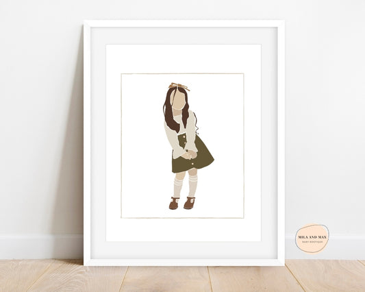 Girl in Green Skirt Digital Print