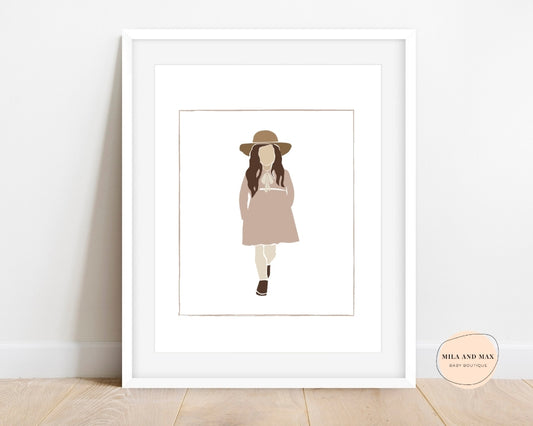 Girl in Tan Hat Digital Print